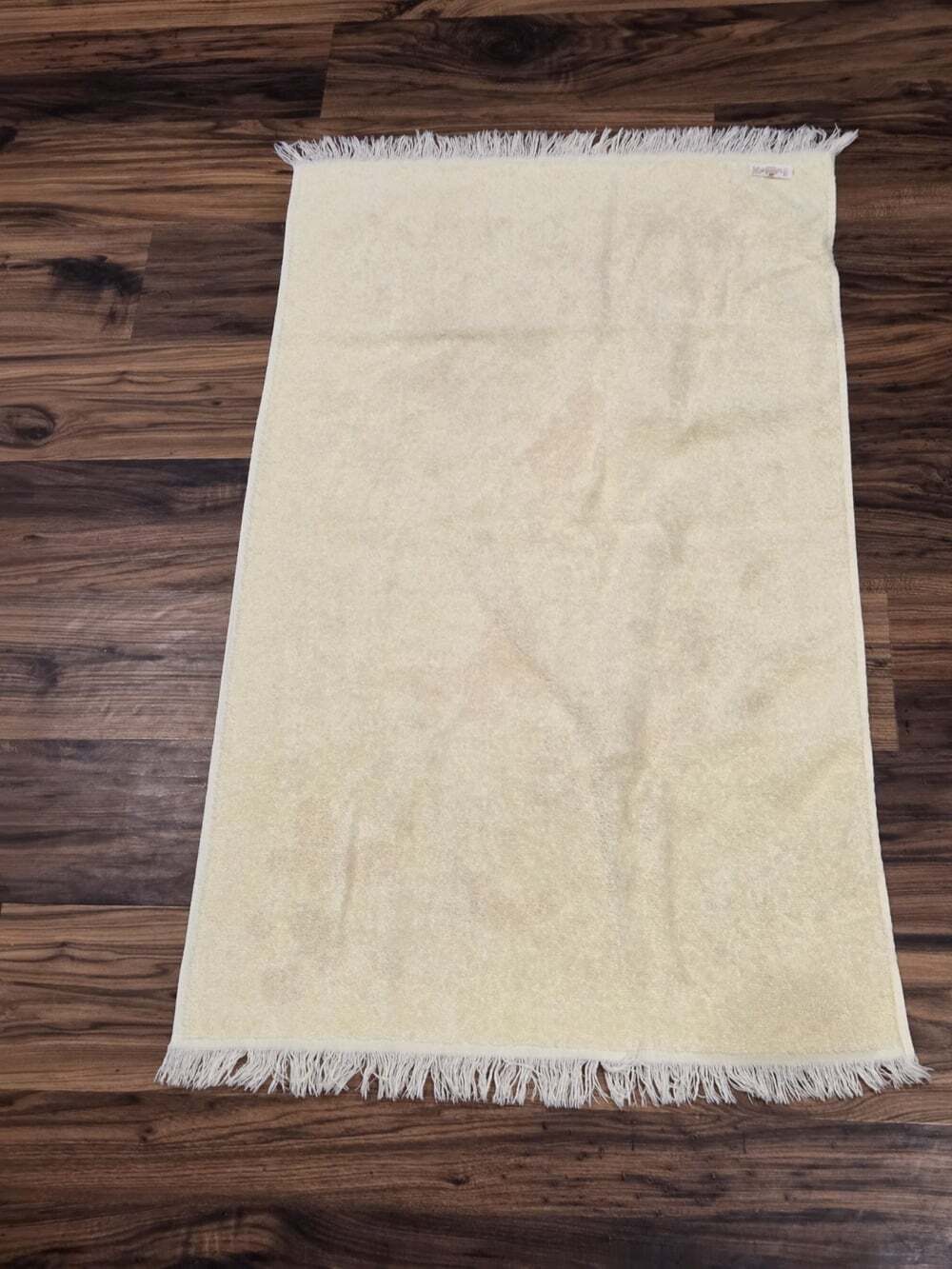 Vintage Cannon Towel Set 3 Piece Retro Floral Butterfly Fringe Yellow Orange - Picture 7 of 13